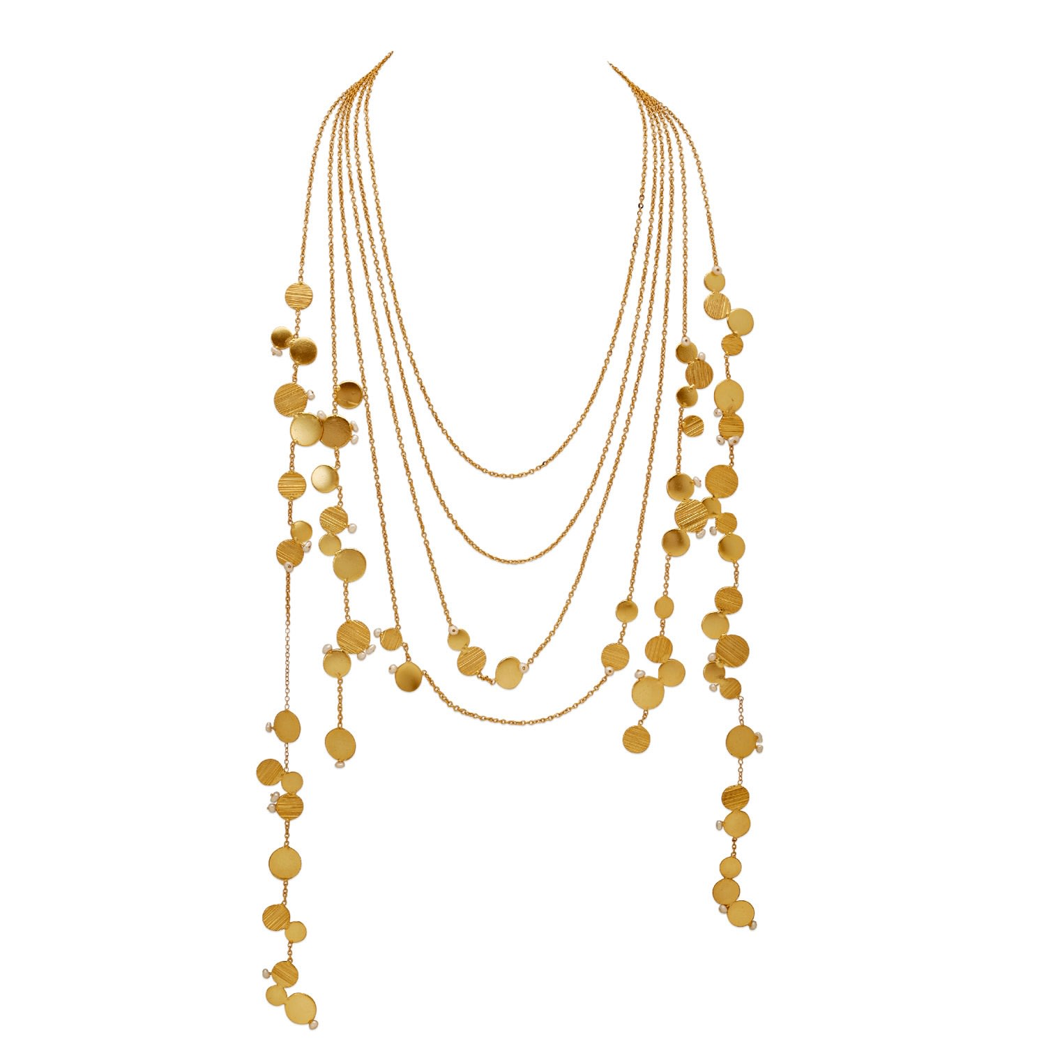 Women's Gold Aire Layered Necklace With Freshwater Pearls Dhwani Bansal