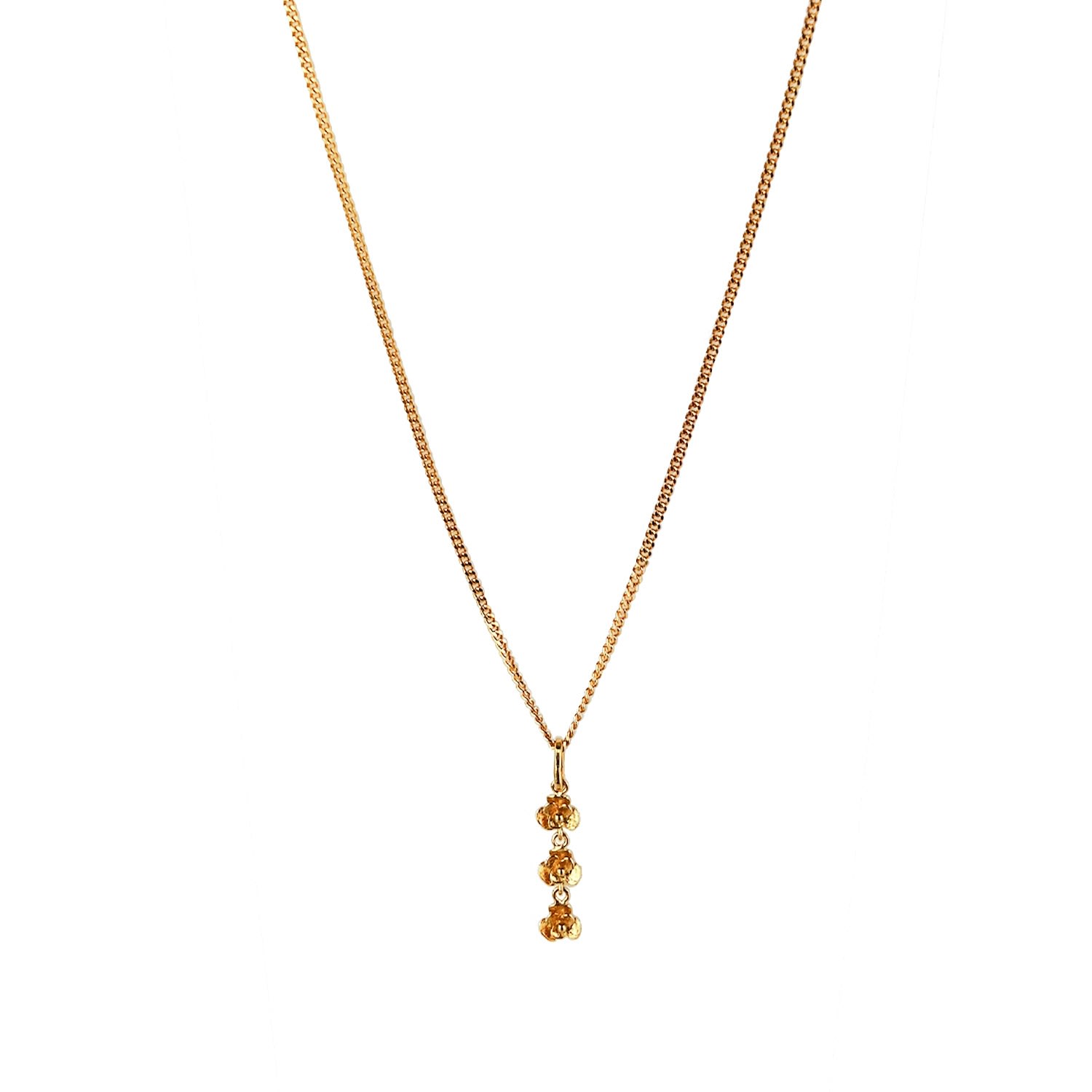 Women's Gold Belle Flower Pendant Panzer Chain Necklace Hymness Studio Denmark