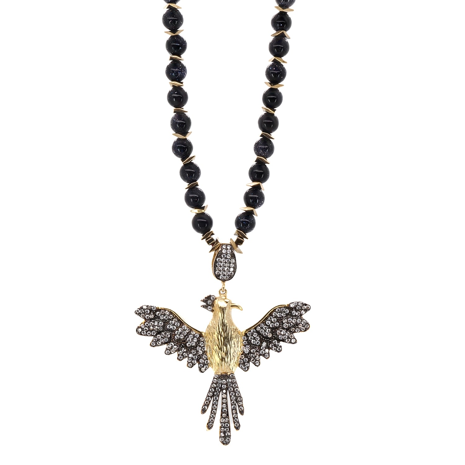 Women's Gold / Black Magical Phoenix Bird Necklace Ebru Jewelry