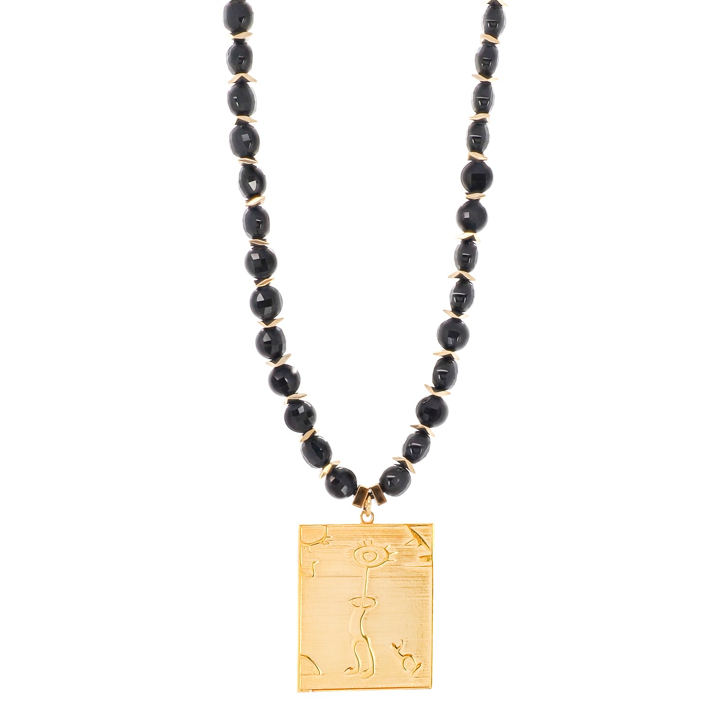 Women's Gold / Black Shamanic Magic Sun Necklace Ebru Jewelry