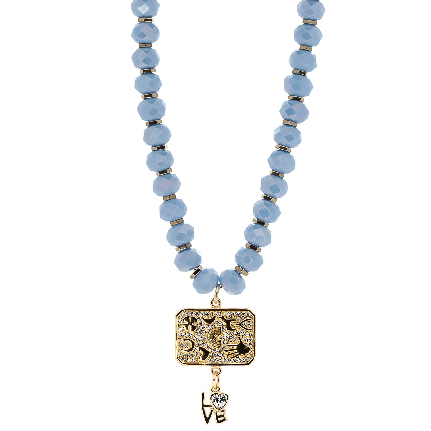 Women's Gold / Blue Best Wishes Magical Love Talisman Necklace Ebru Jewelry