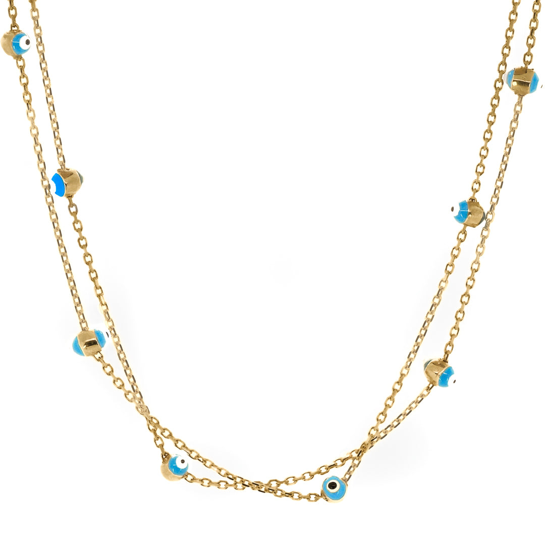 Women's Gold / Blue Gold Evil Eye Triple Necklace Ebru Jewelry