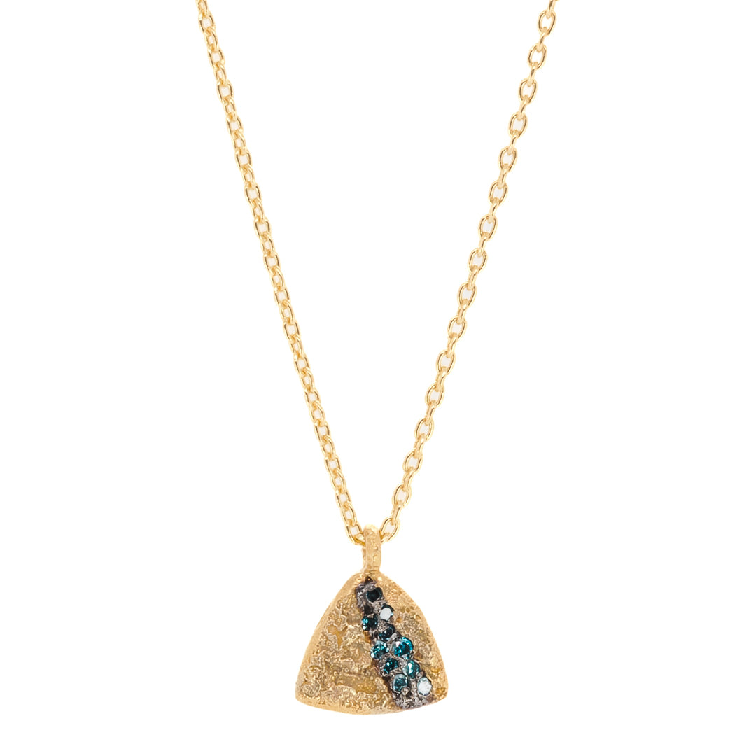 Women's Gold / Blue Nature Triangle Gold Diamond Necklace Ebru Jewelry