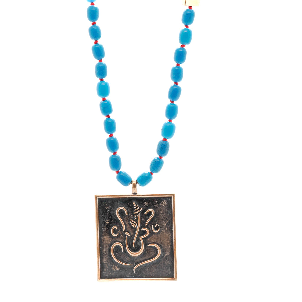 Women's Gold / Blue Positive Life Turquoise Necklace Ebru Jewelry