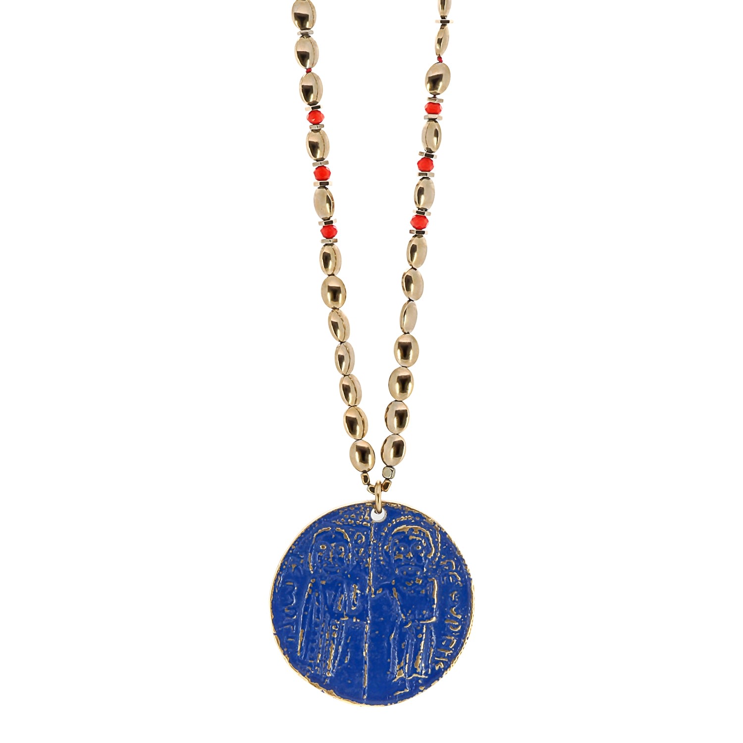 Women's Gold / Blue Powerful Protection Talisman Necklace Ebru Jewelry