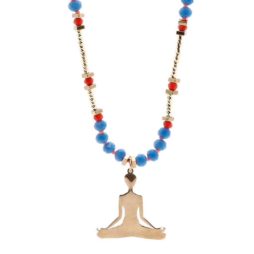 Women's Gold / Blue / Red Yoga Meditation Necklace Ebru Jewelry
