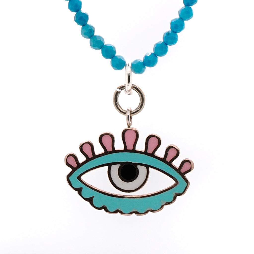 Women's Gold / Blue Turquoise Candy Evil Eye Necklace Ebru Jewelry