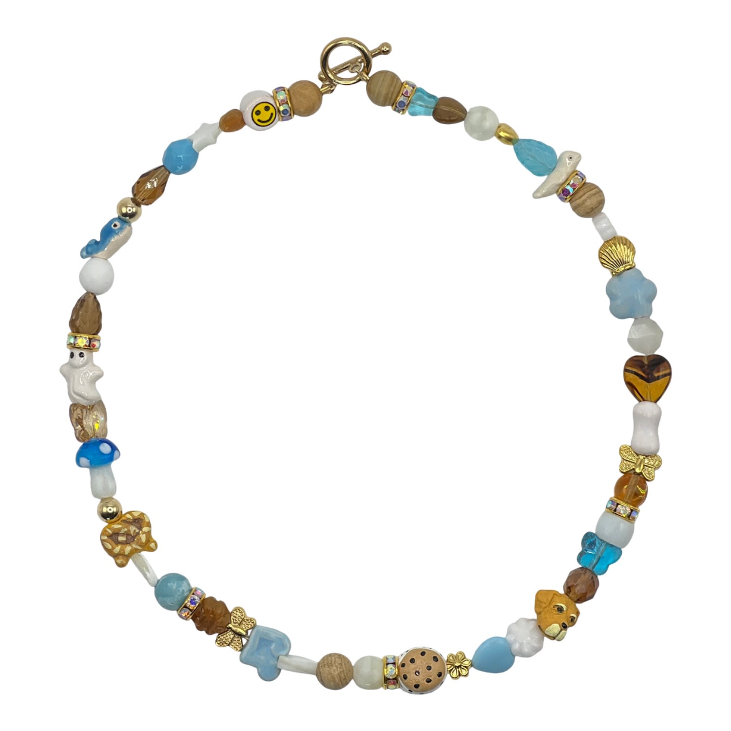Women's Gold / Blue / White Daisy Necklace Cloud Haven