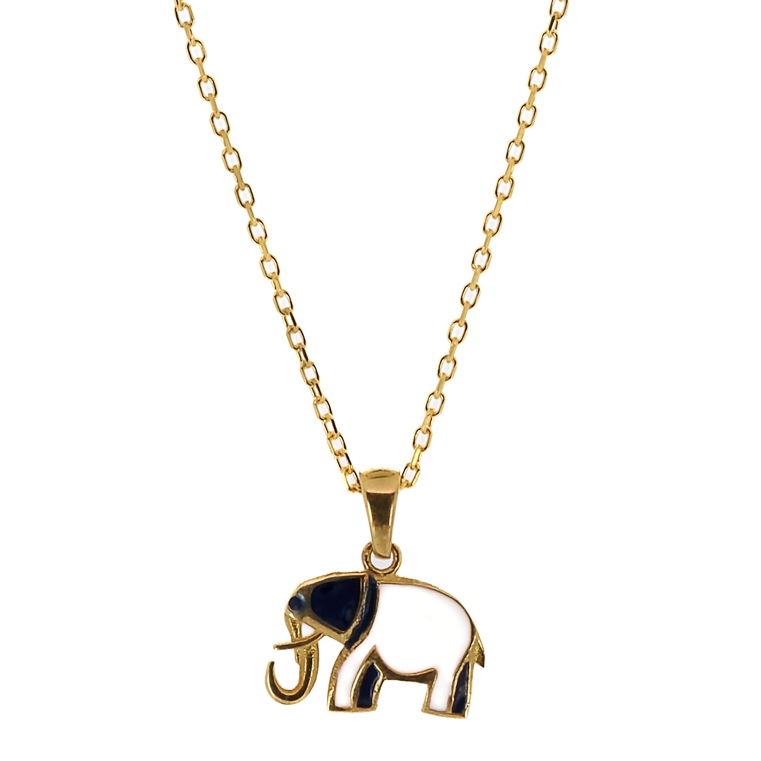 Women's Gold / Blue / White Gold Blue And White Elephant Necklace Ebru Jewelry