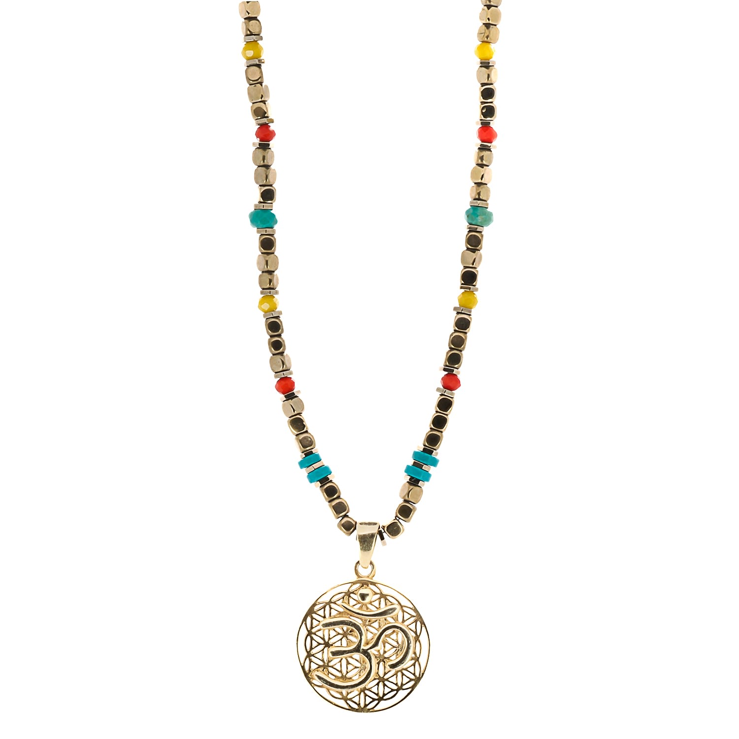 Women's Gold / Blue / Yellow Breathe Om Gold Necklace Ebru Jewelry
