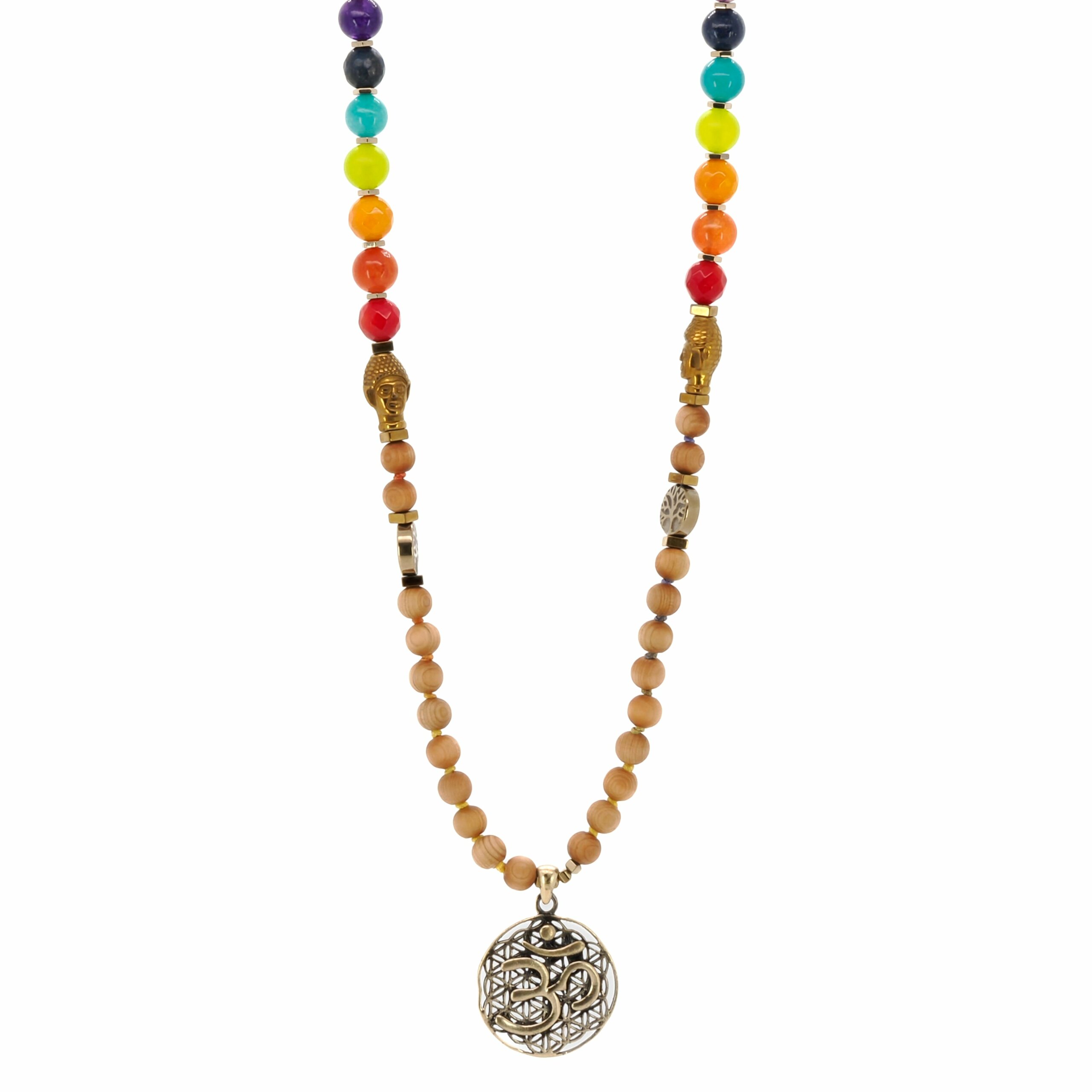 Women's Gold / Brown Chakra Yoga Mala Necklace Ebru Jewelry