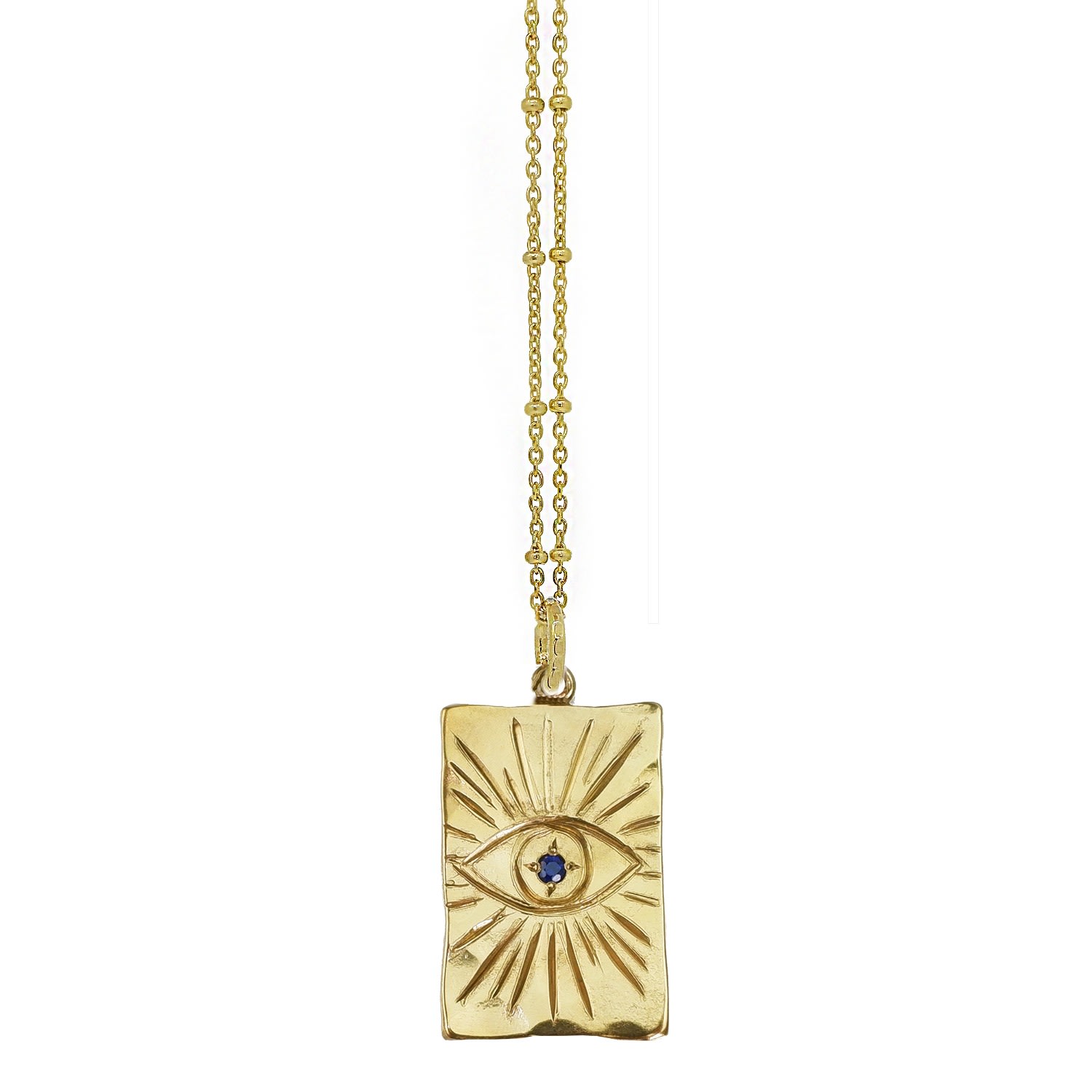 Women's Gold Evil Eye Oblong Necklace With Blue Sapphire Yvonne Henderson Jewellery