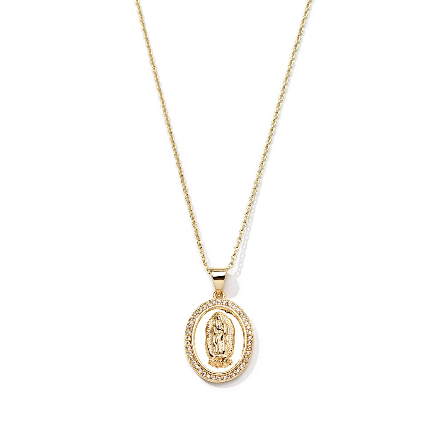 Women's Gold Filled Miraculous Mary Pendant Necklace The Essential Jewels