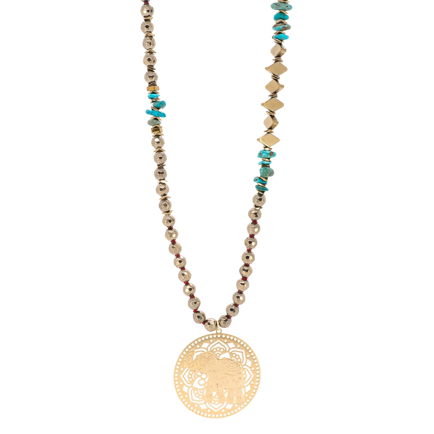 Women's Gold / Green Good Luck Unique Elephant Necklace Ebru Jewelry