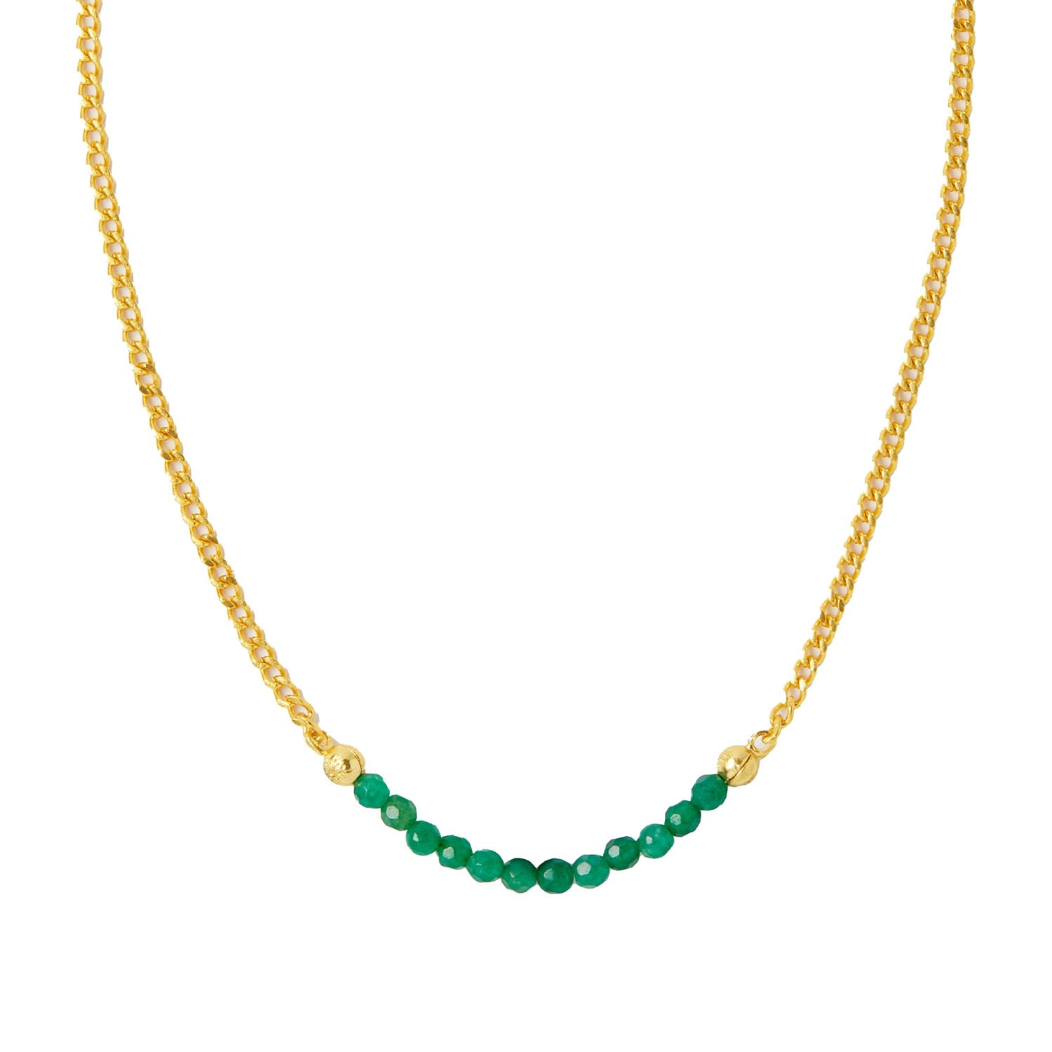 Women's Gold / Green Margot Green Jade Beaded Chain Necklace Ottoman Hands