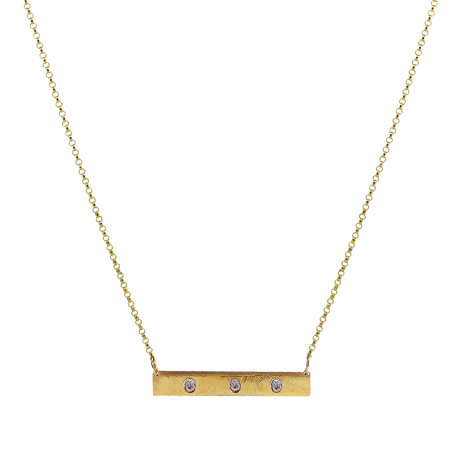 Women's Gold Horizontal Bar Necklace With White Sapphires Yvonne Henderson Jewellery