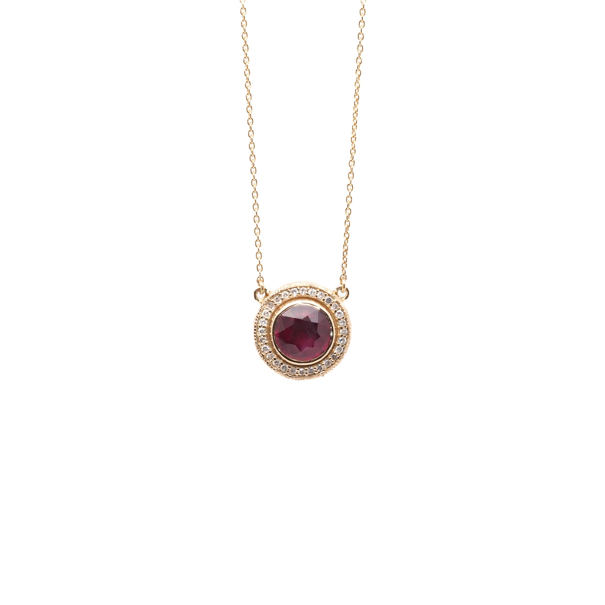 Women's Gold / Pink / Purple Elegant Ruby & Diamond Necklace Ebru Jewelry