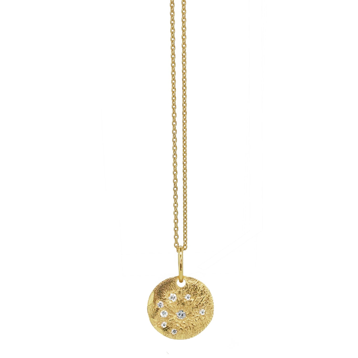 Women's Gold Sparkle Bright Textured Disc Necklace Yvonne Henderson Jewellery
