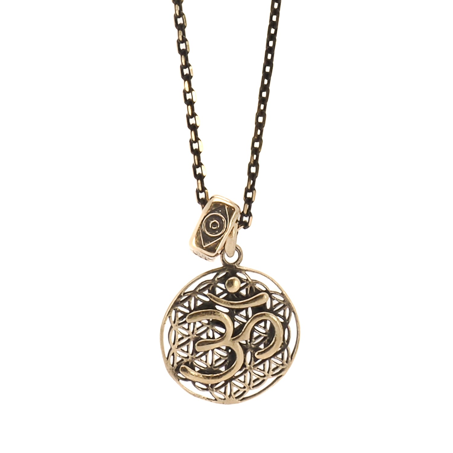 Women's Gold Spiritual Symbols Om Necklace Ebru Jewelry