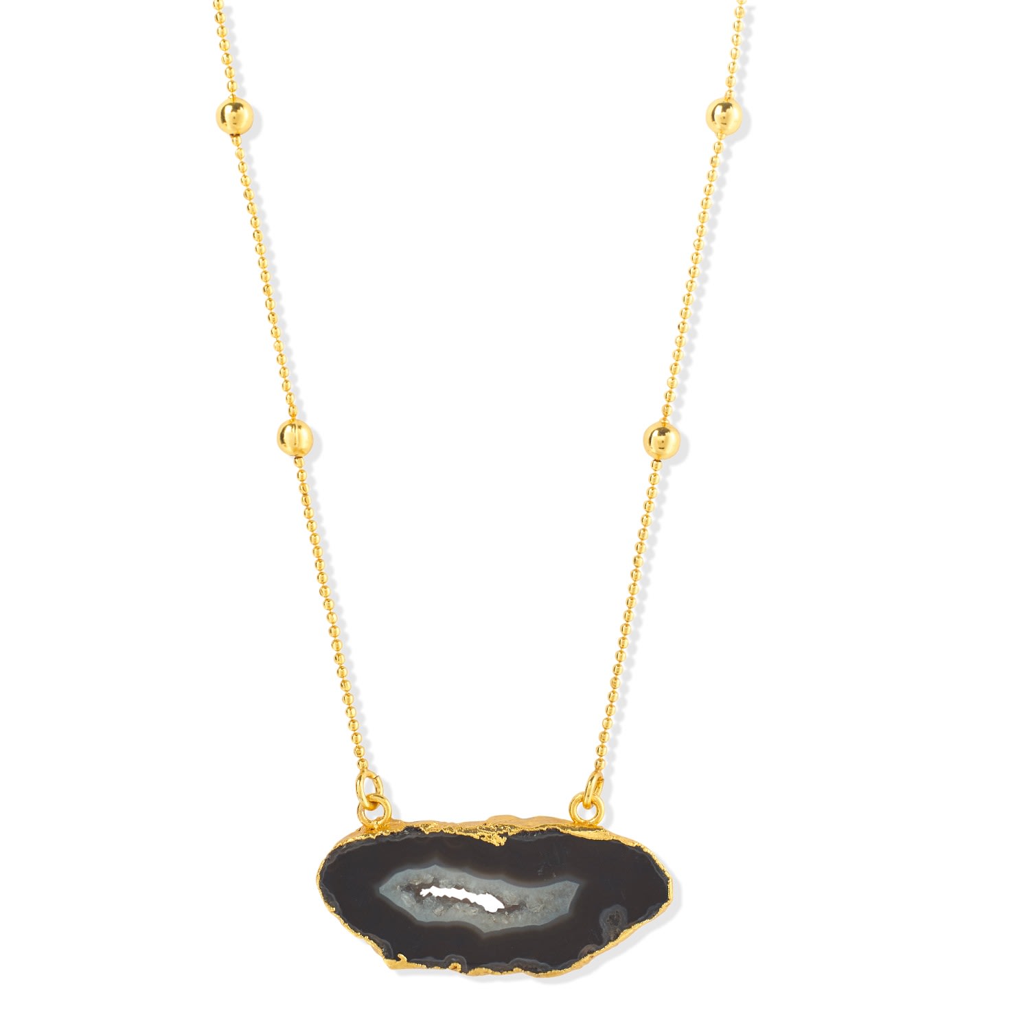 Women's Gold Vermeil Black Crystal 'My First Love' Gemstone Necklace YAA YAA LONDON