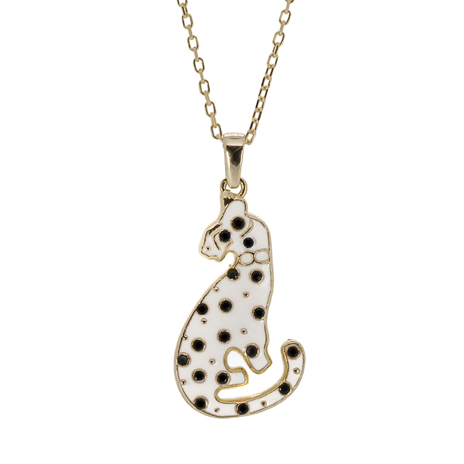 Women's Gold / White Gold Dalmatian Dog Necklace Ebru Jewelry