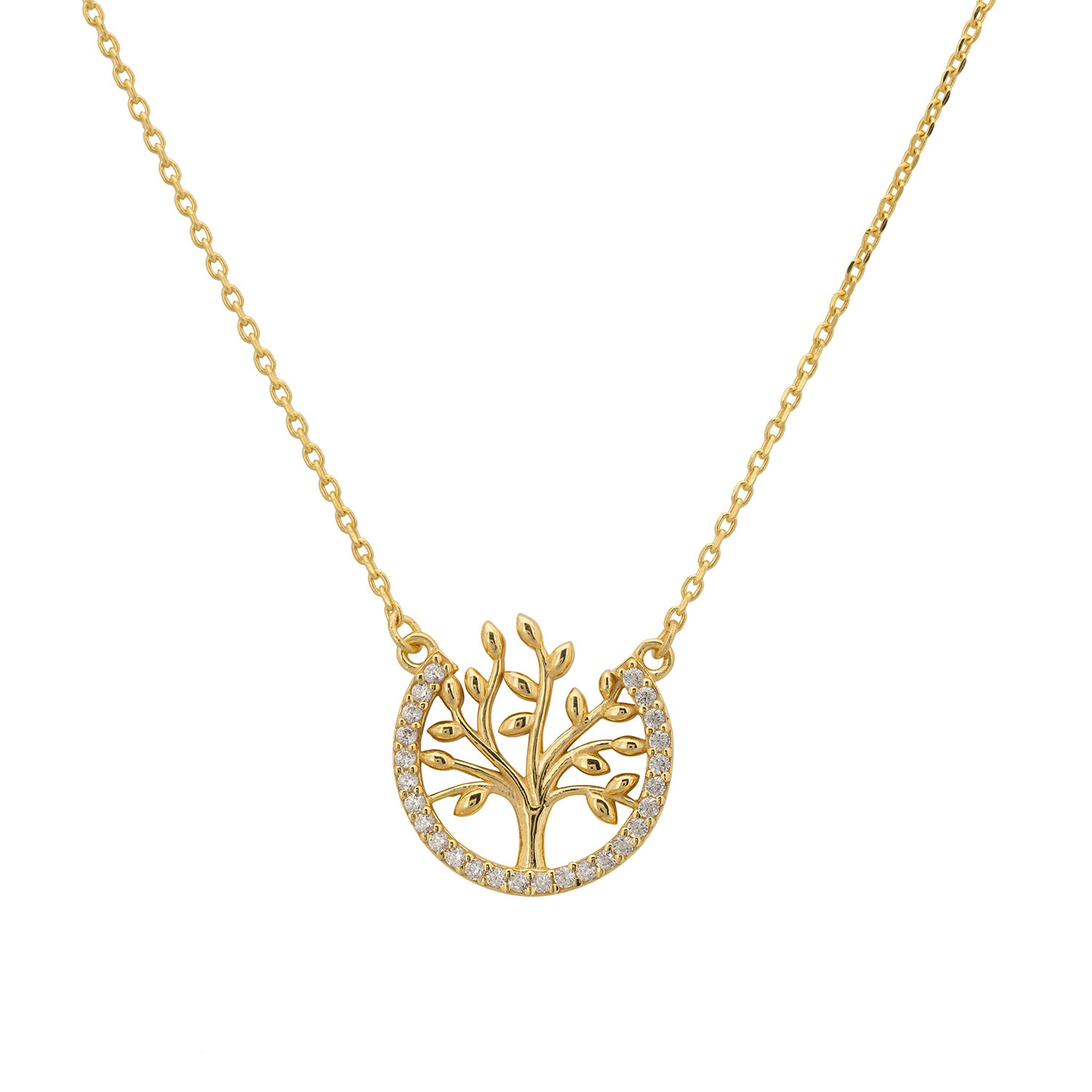 Women's Gold / White Tree Of Life Open Circle Necklace Gold LATELITA