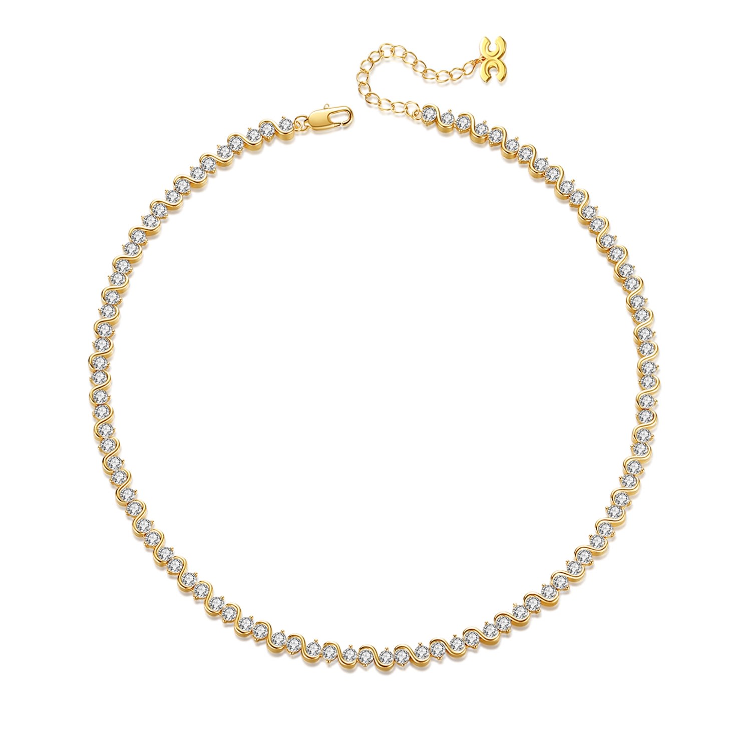 Women's Golden Wave Zirconia Necklace Classicharms