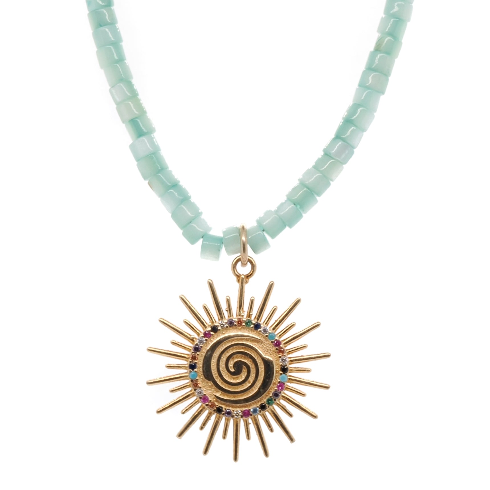 Women's Green / Gold Spring Sunrise Necklace Ebru Jewelry