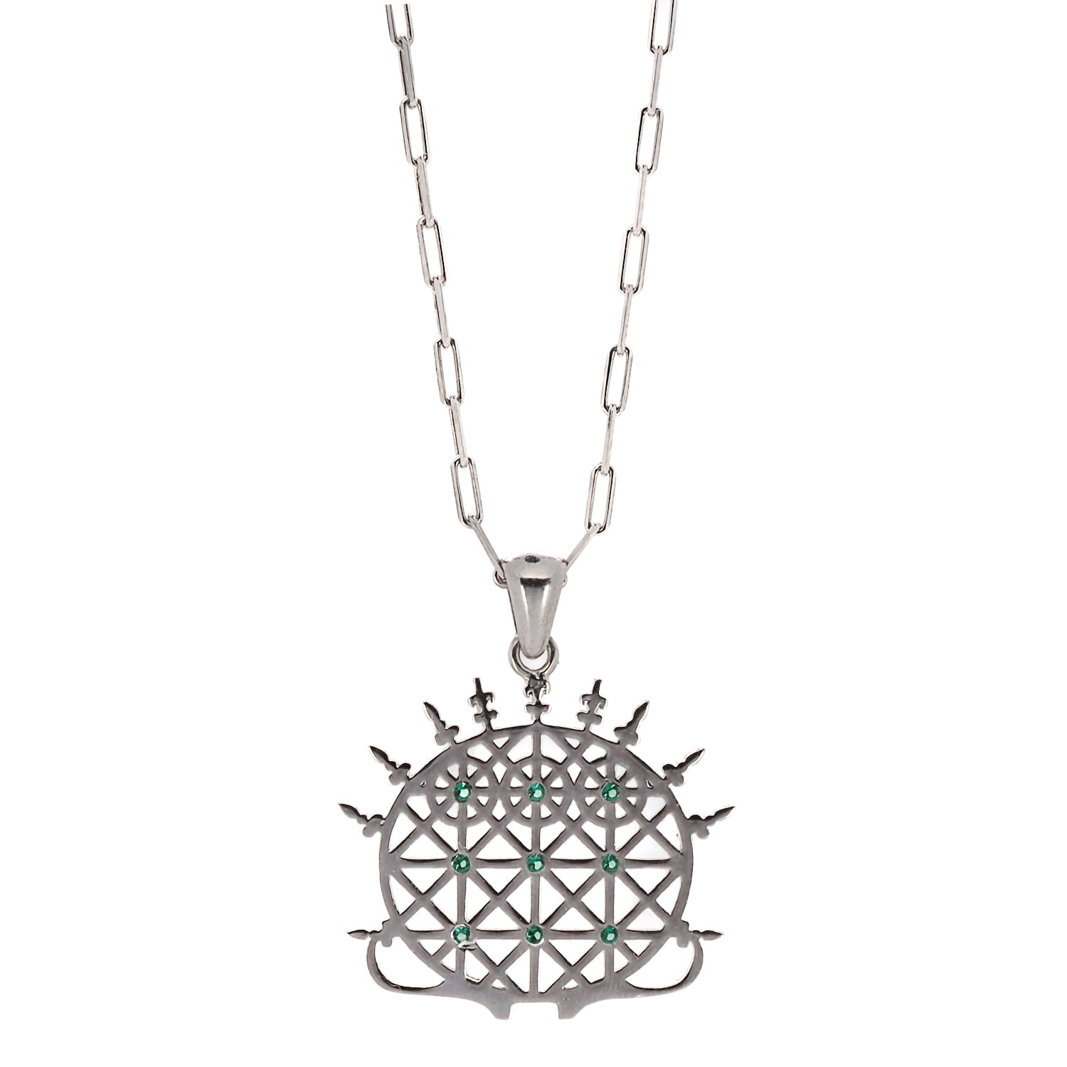 Women's Green / Silver Silver Hittite Sun Disk Necklace Ebru Jewelry