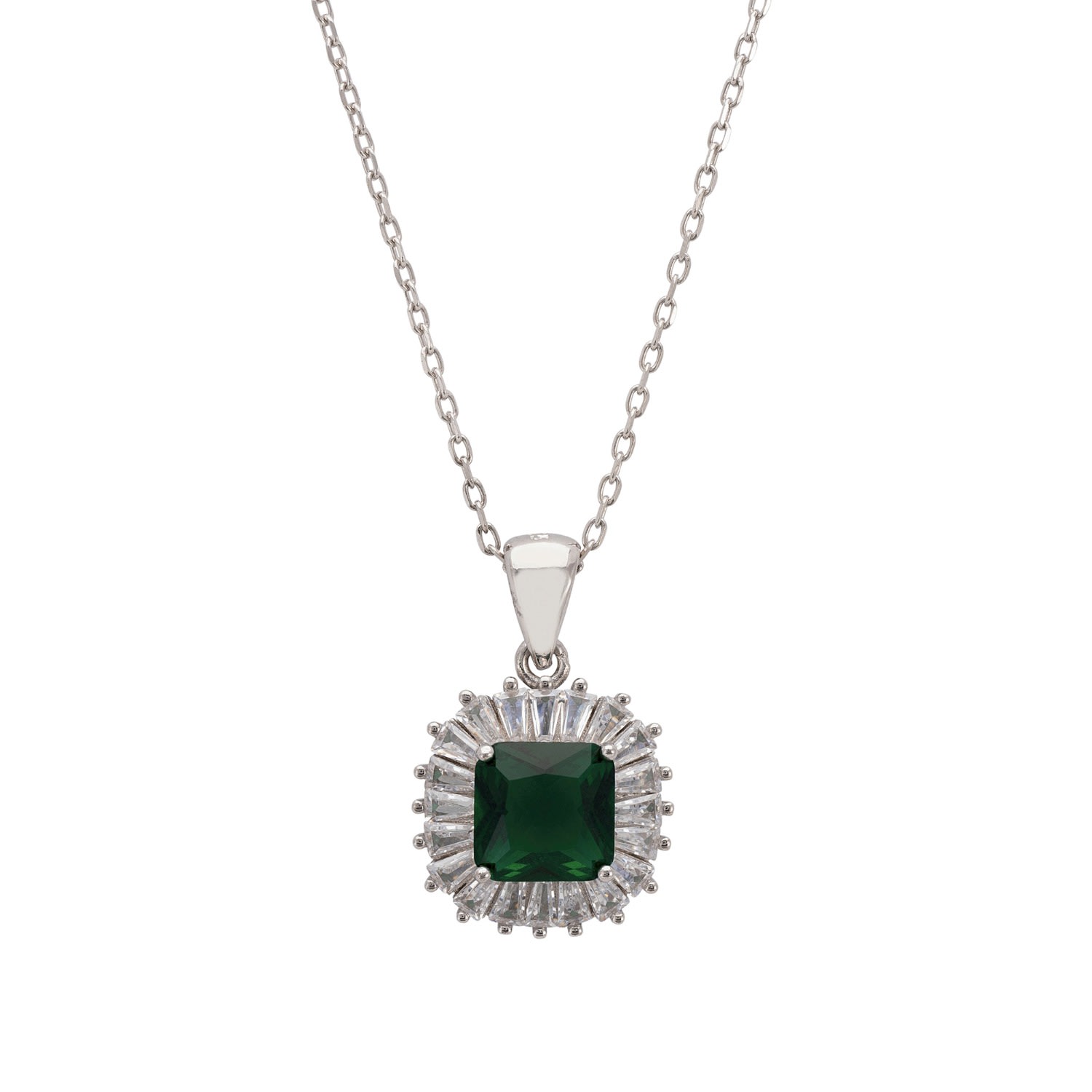 Women's Green / White / Silver Camilla Pendant Necklace Silver Emerald LATELITA