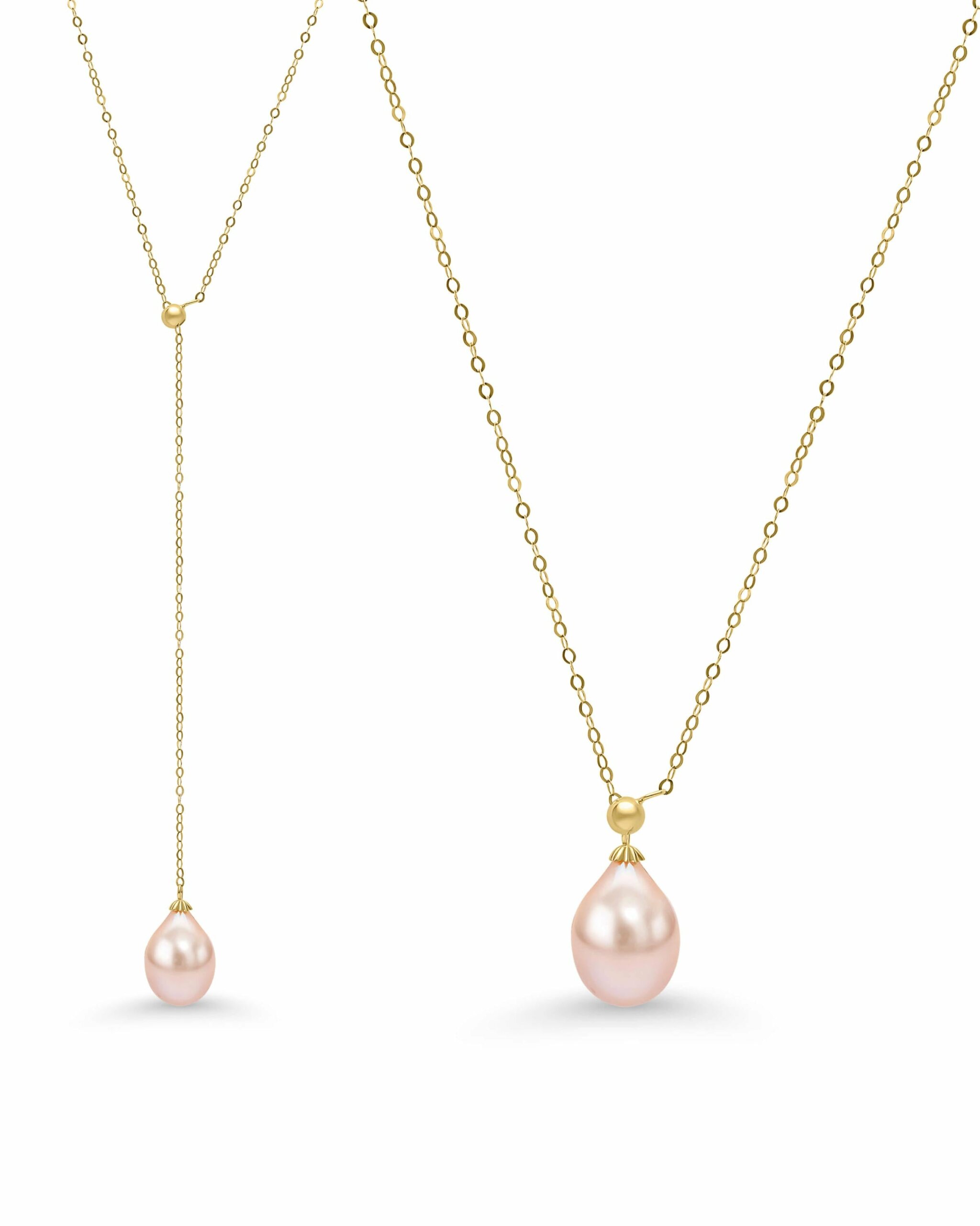 Women's Pink / Purple Celine Pink Pearl Pendant Gold Lariat Necklace Pearloir