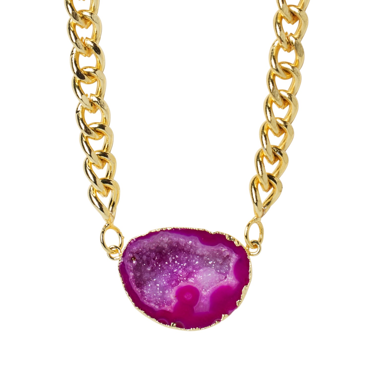 Women's Pink / Purple / Gold Mega Magenta Chunky Gemstone Gold Necklace YAA YAA LONDON