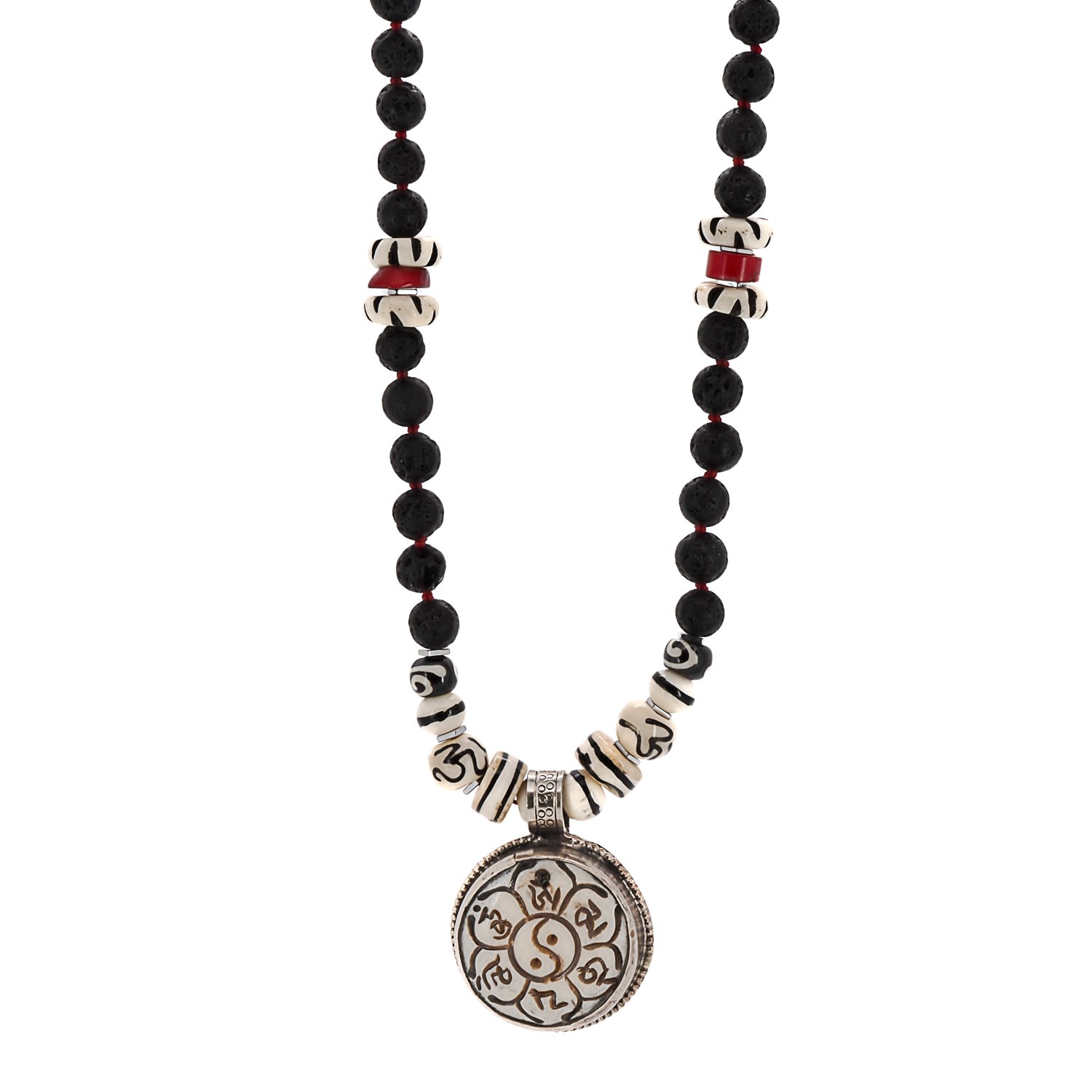Women's Red / Silver / Black Yin Yang Balance Necklace Ebru Jewelry