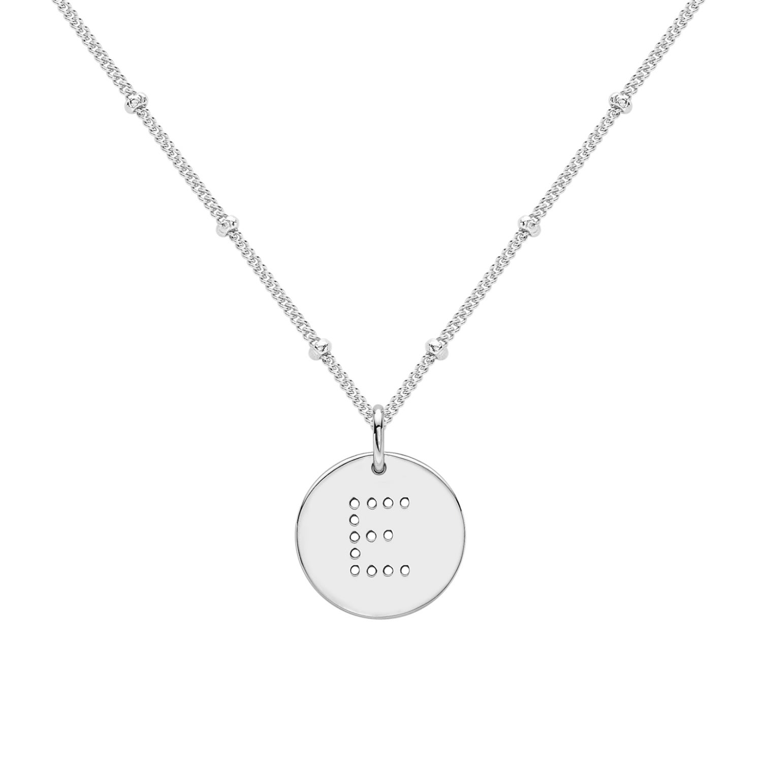 Women's Silver Alphabet E Necklace Neola