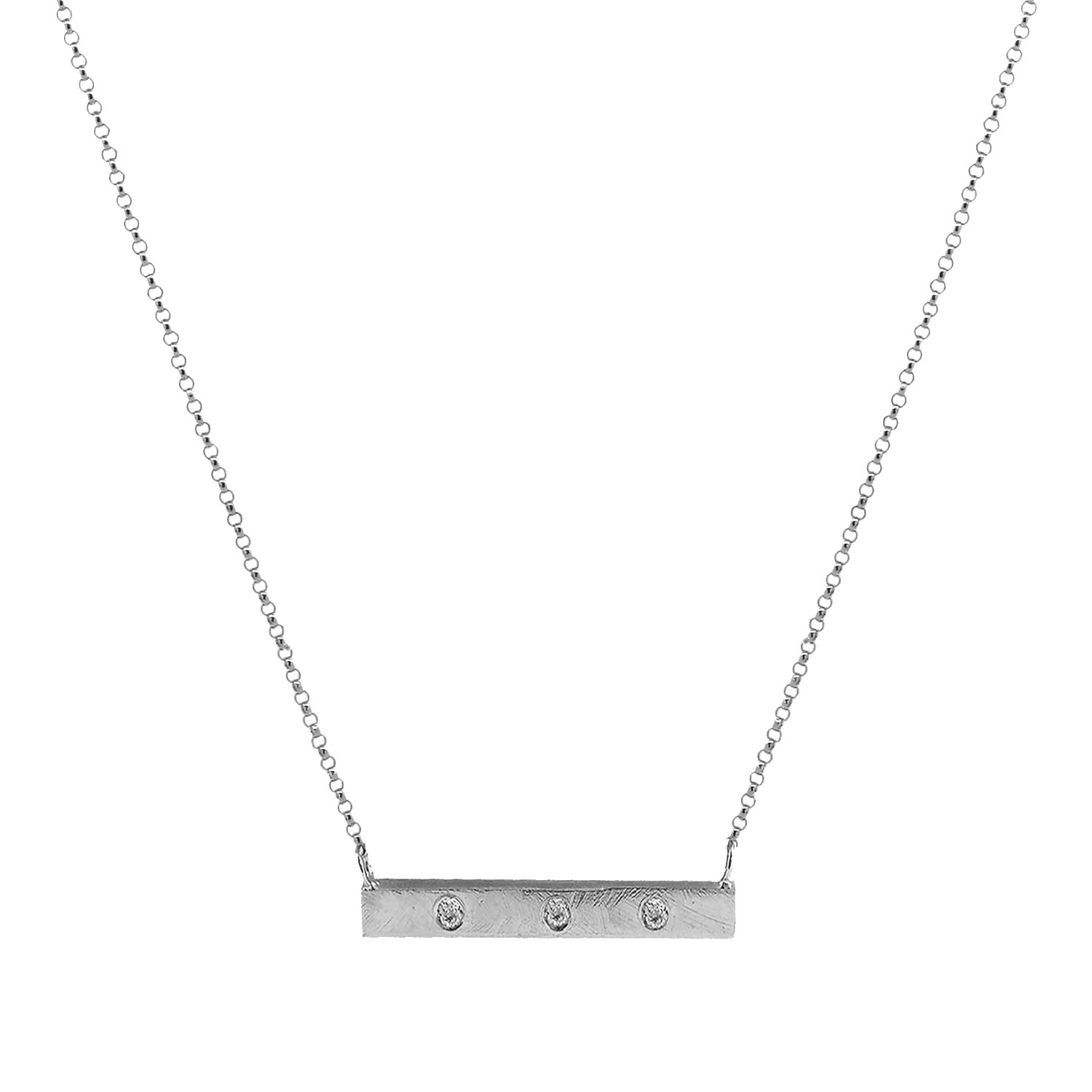 Women's Silver Bar Necklace With White Sapphires Yvonne Henderson Jewellery