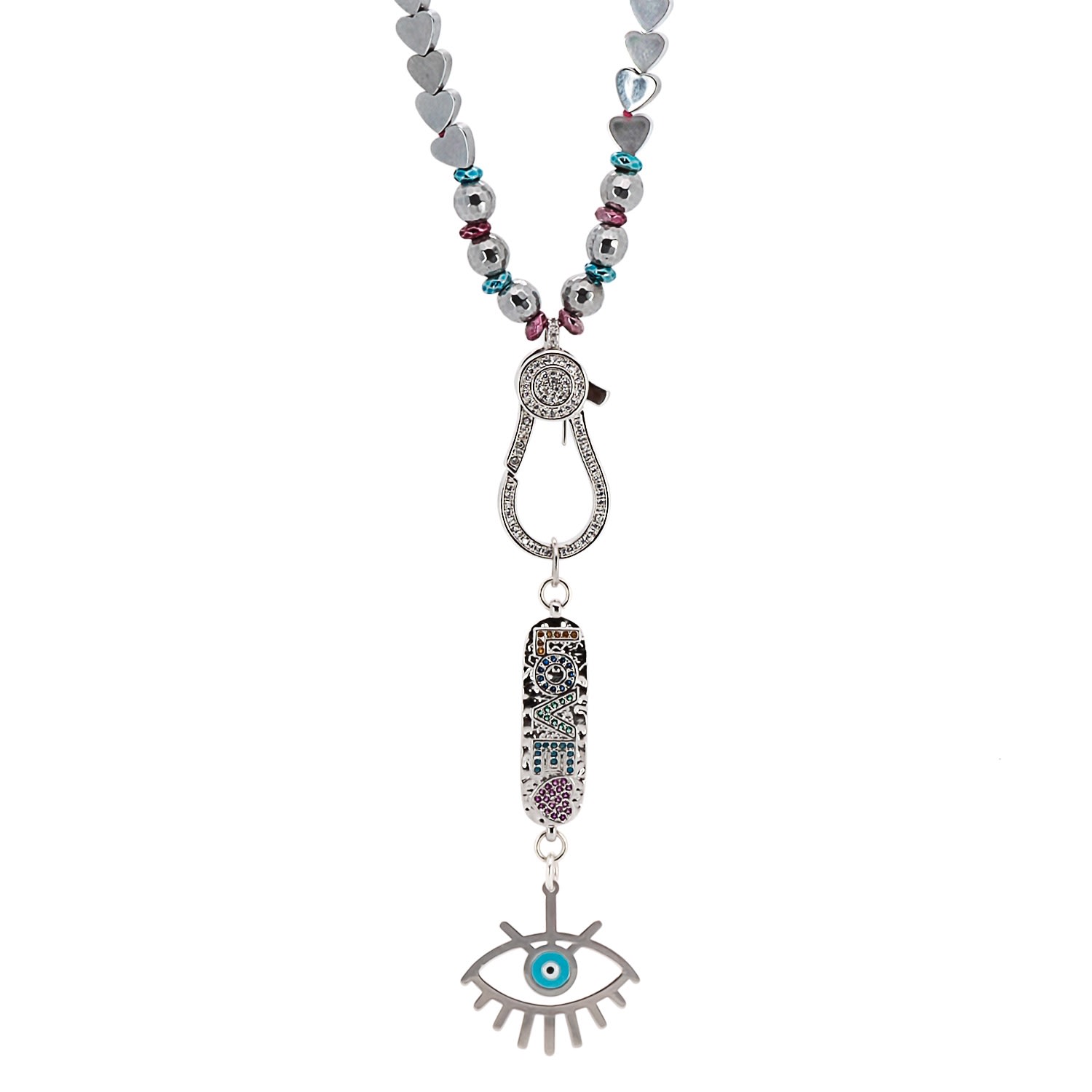 Women's Silver / Blue Silver Heart Love Protection Necklace Ebru Jewelry