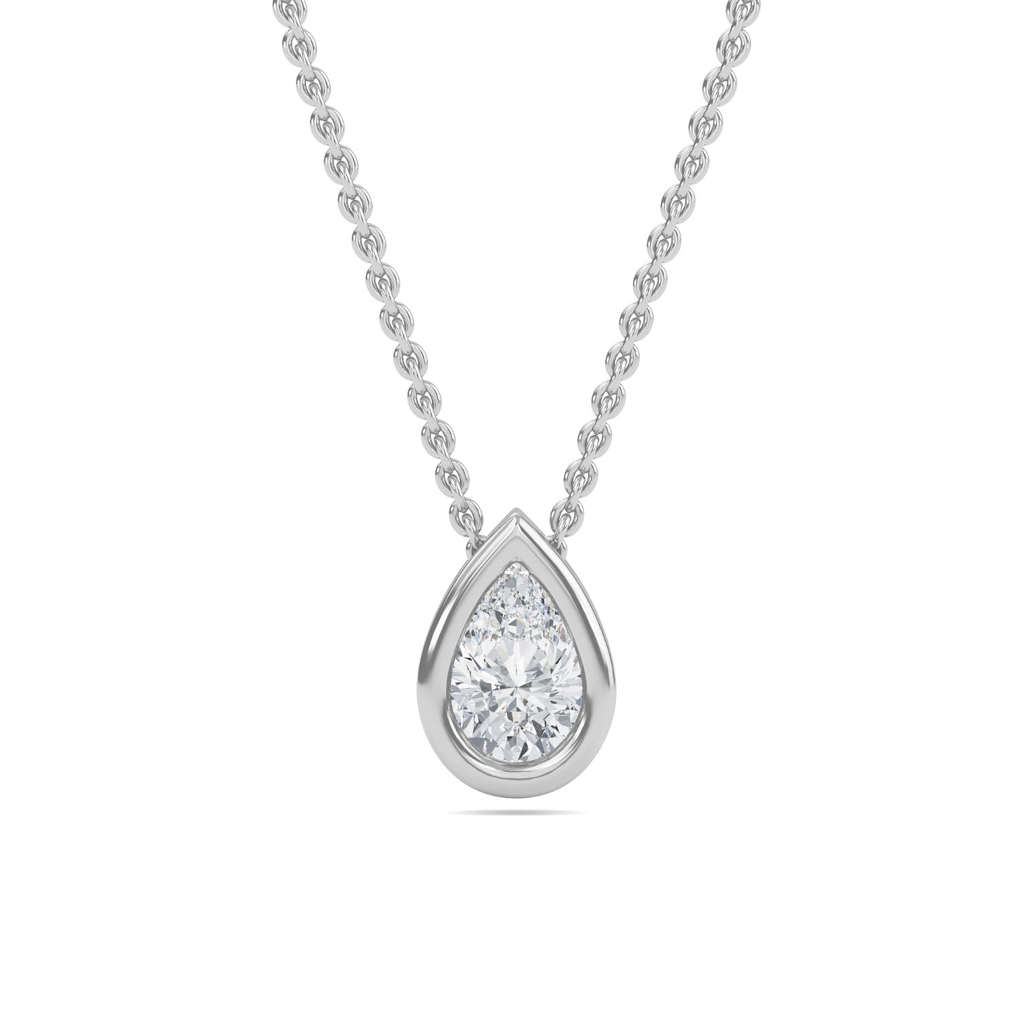 Women's Silver Diamond Pear Bezel Necklace Itara Jewelry