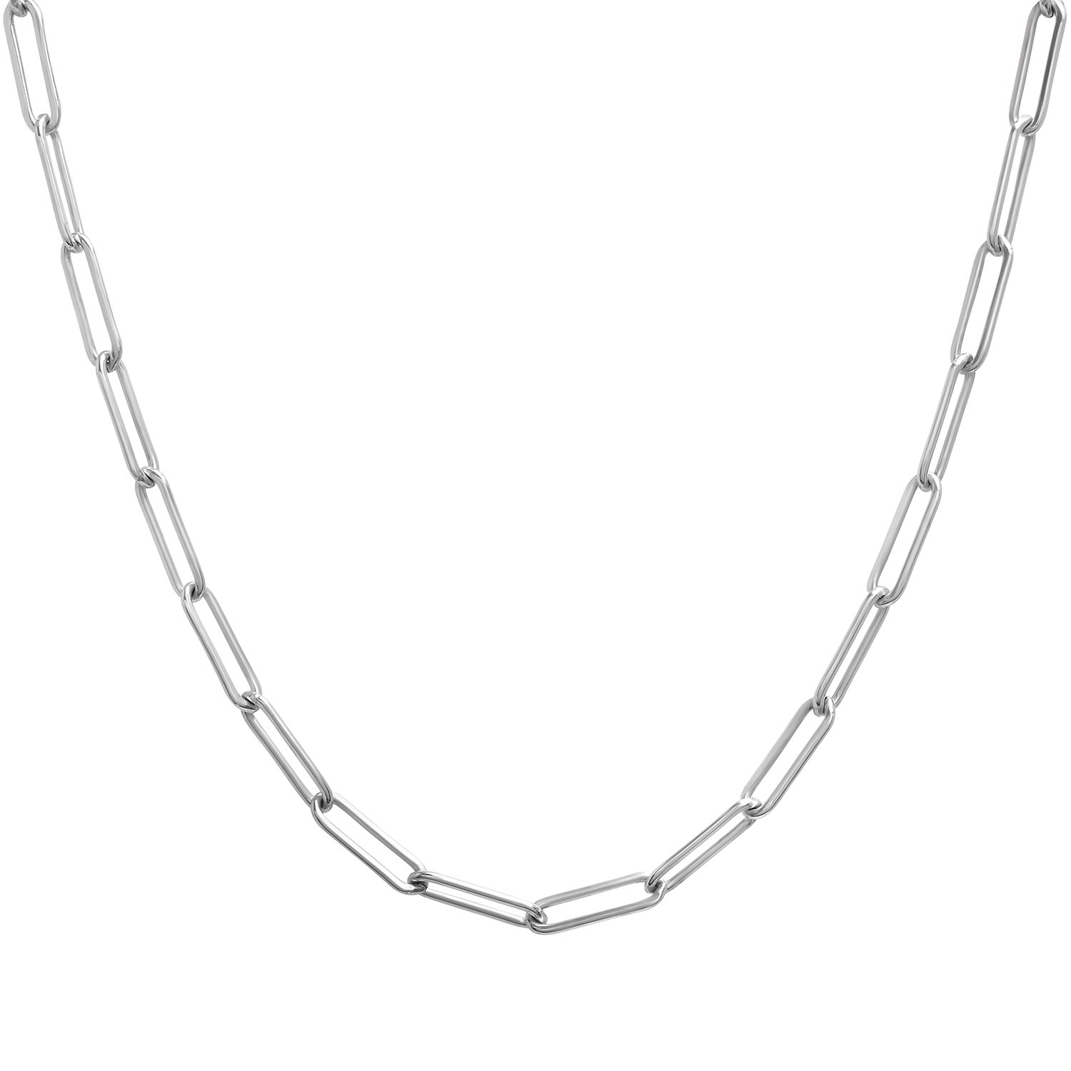 Women's Silver Paperclip Chain Necklace With Toggle Closure Miki & Jane