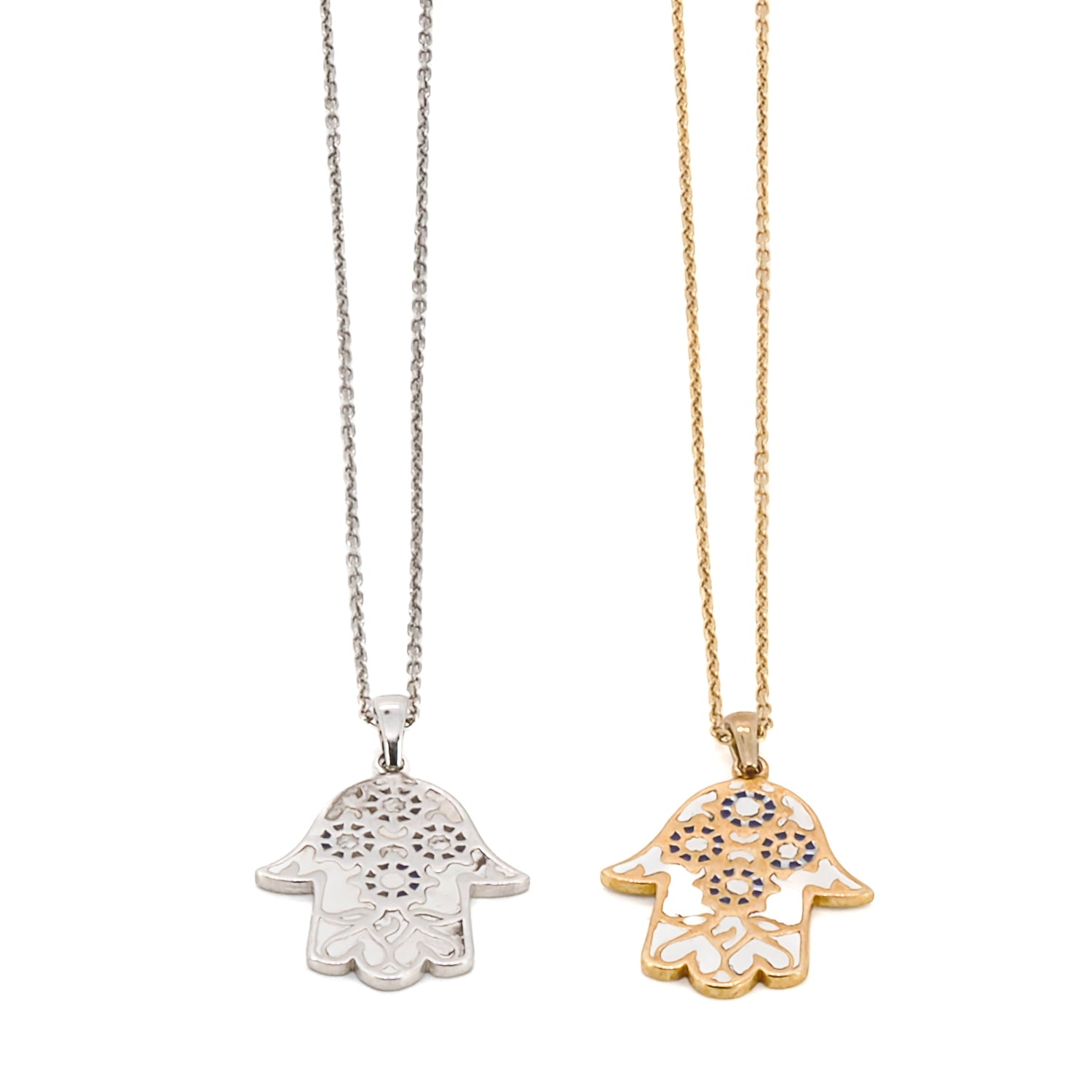 Women's Silver Pure Love Hamsa Necklace Ebru Jewelry