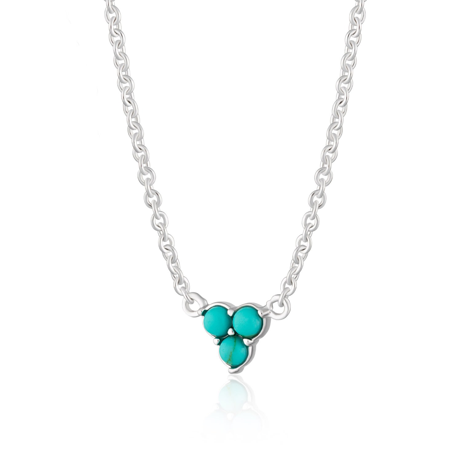 Women's Silver Turquoise Trinity Necklace With Slider Clasp Scream Pretty