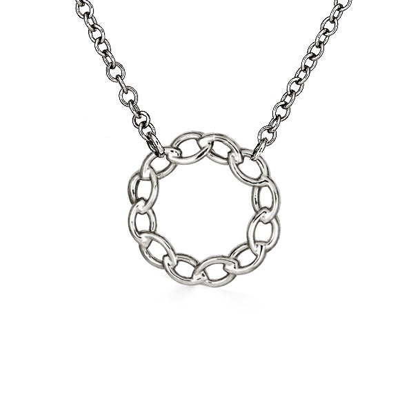 Women's Small Circle Chain Necklace, Sterling Silver, Enchaînted Metalicious