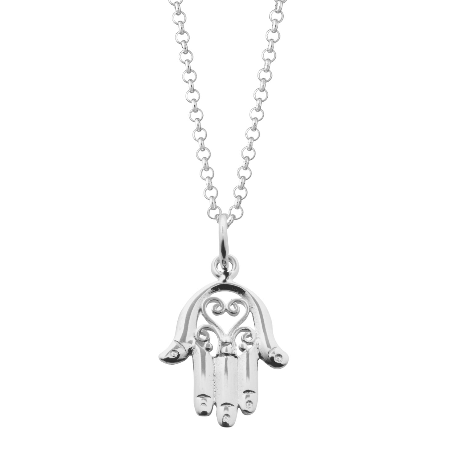 Women's Sterling Silver Fatima Hand Necklace Lily Charmed