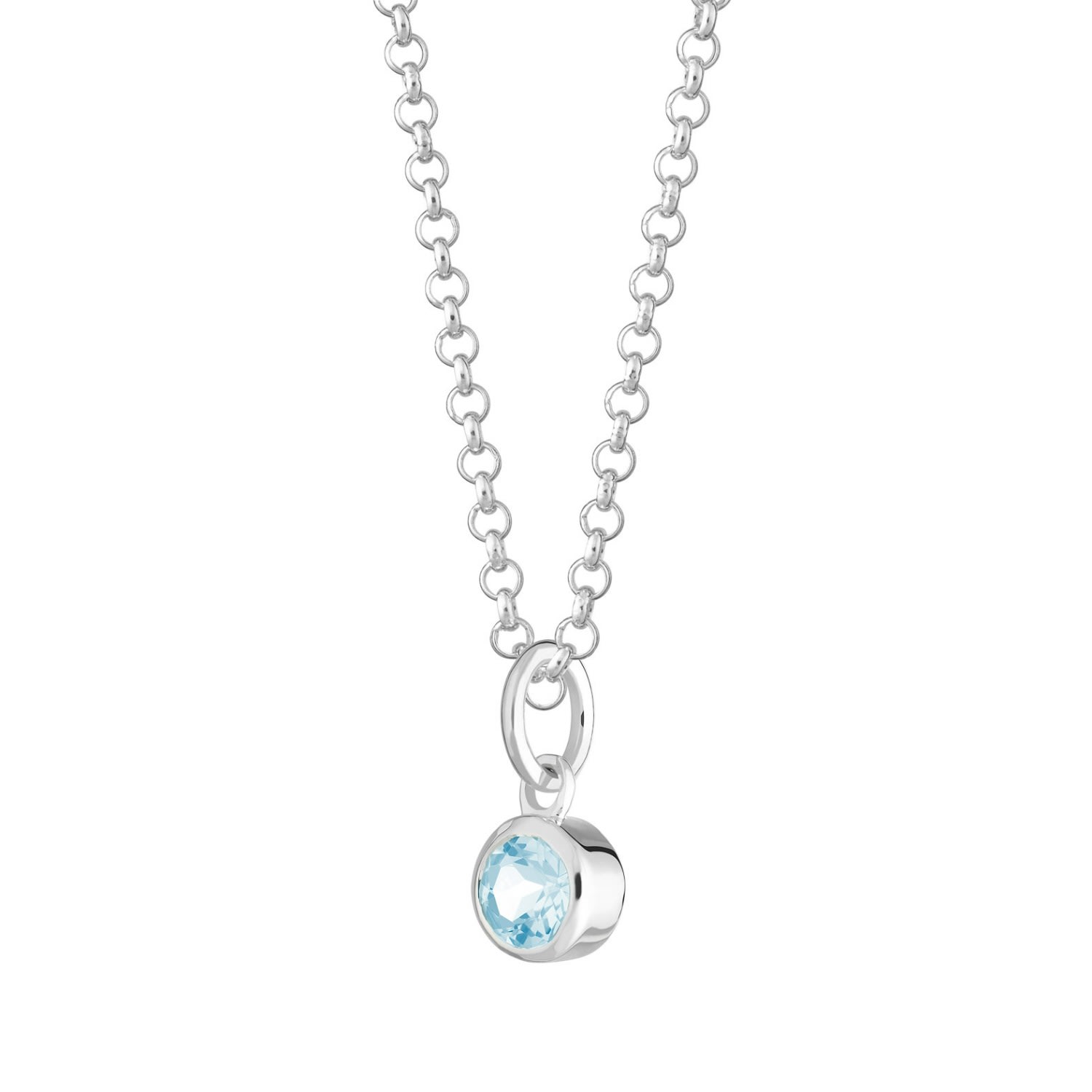 Women's Sterling Silver March Birthstone Necklace - Aquamarine Lily Charmed