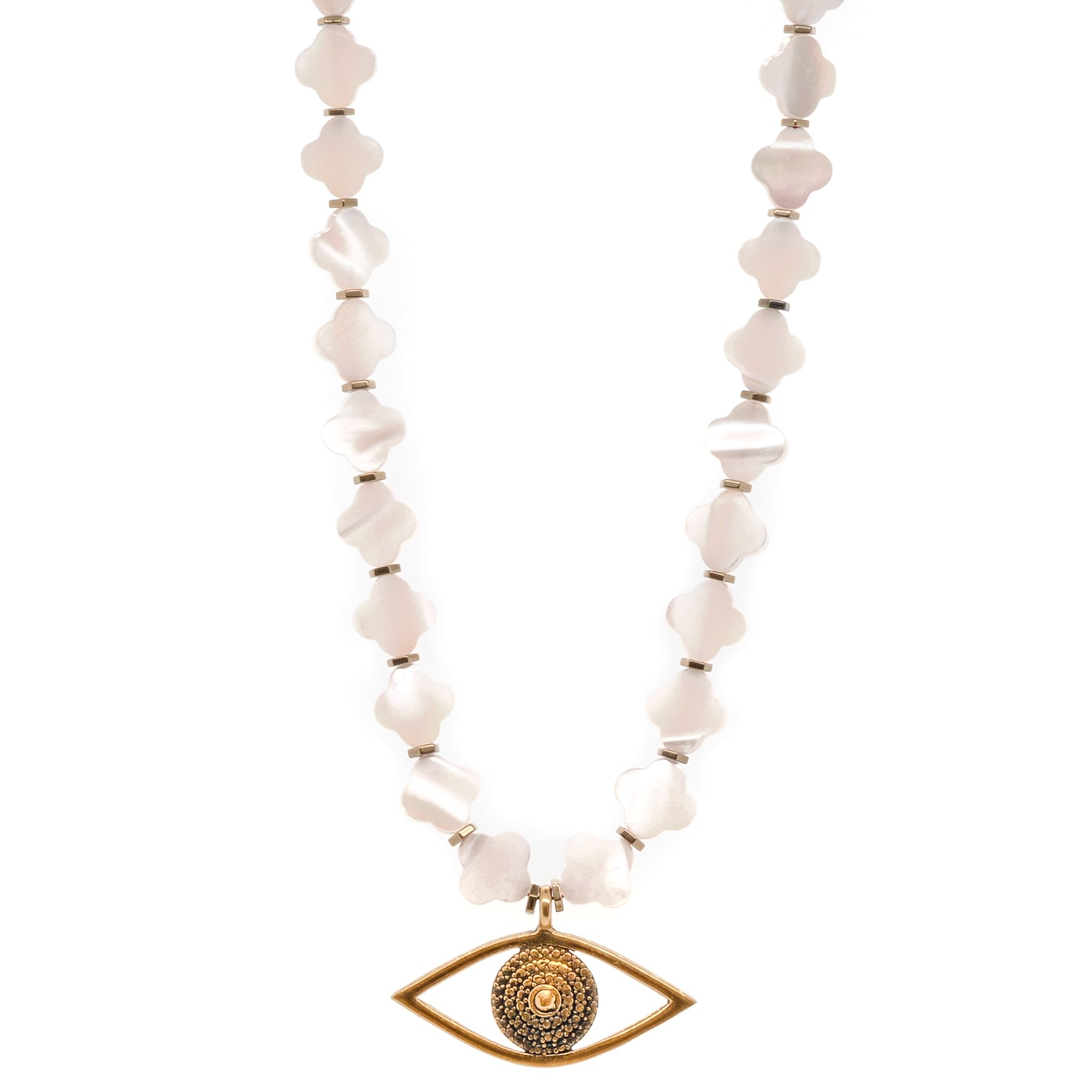 Women's White / Gold Alhambra Evil Eye Choker Necklace Ebru Jewelry