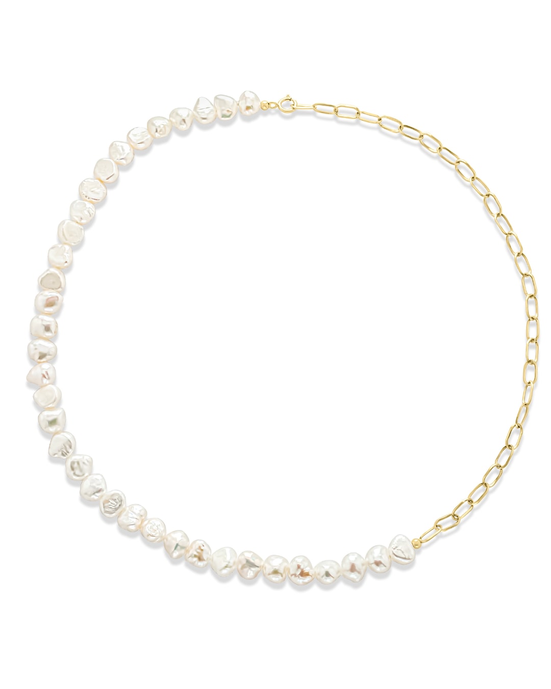 Women's White / Gold Freya Baroque Pearl Paperclip Choker Solid Gold Necklace Pearloir