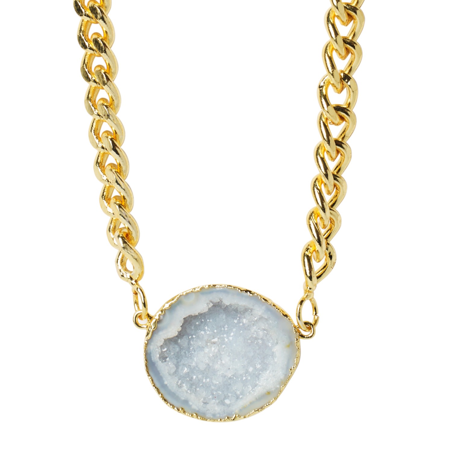 Women's White / Neutrals / Gold Mega Natural White Gemstone Chunky Gold Necklace YAA YAA LONDON