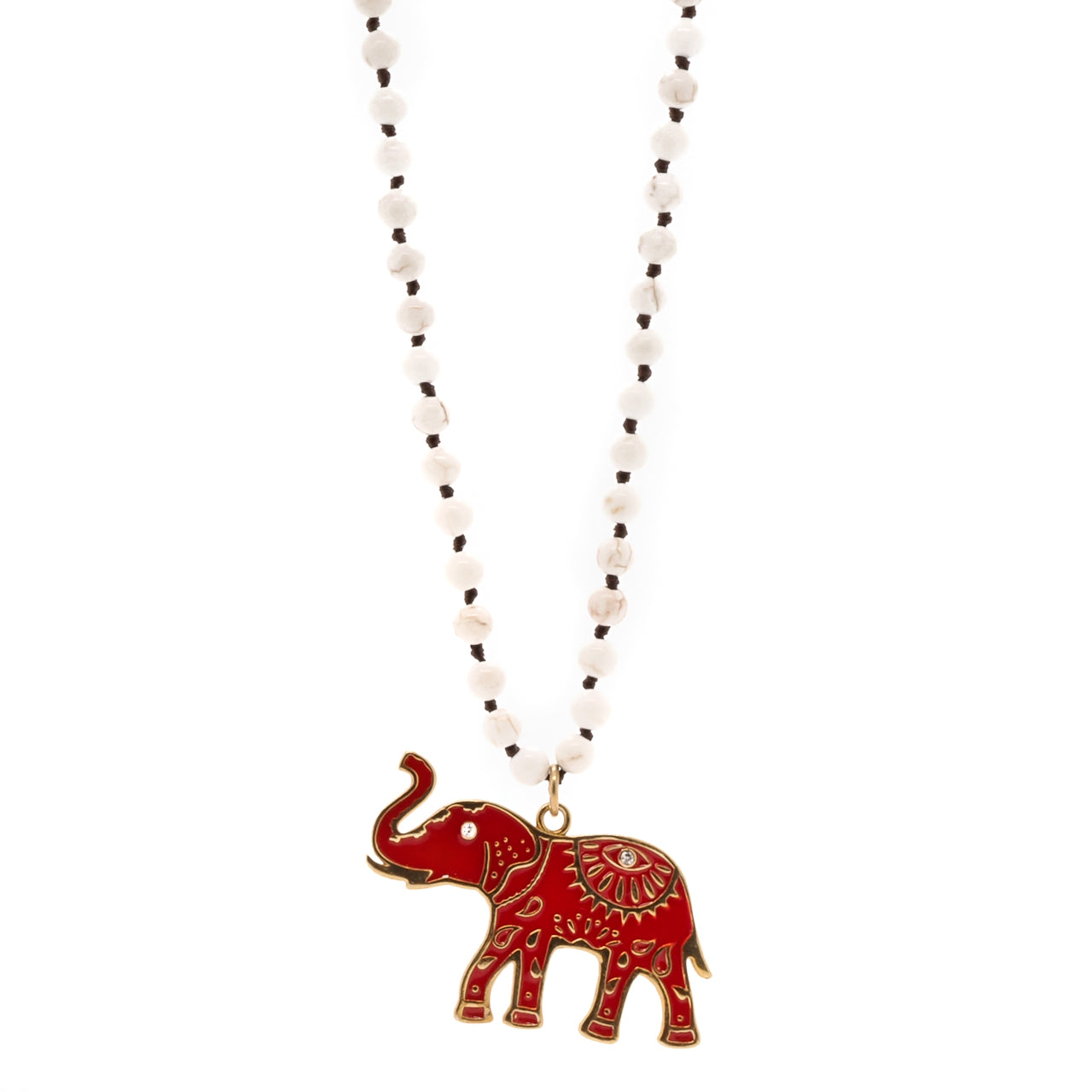 Women's White / Red Red Spiritual Elephant Necklace Ebru Jewelry