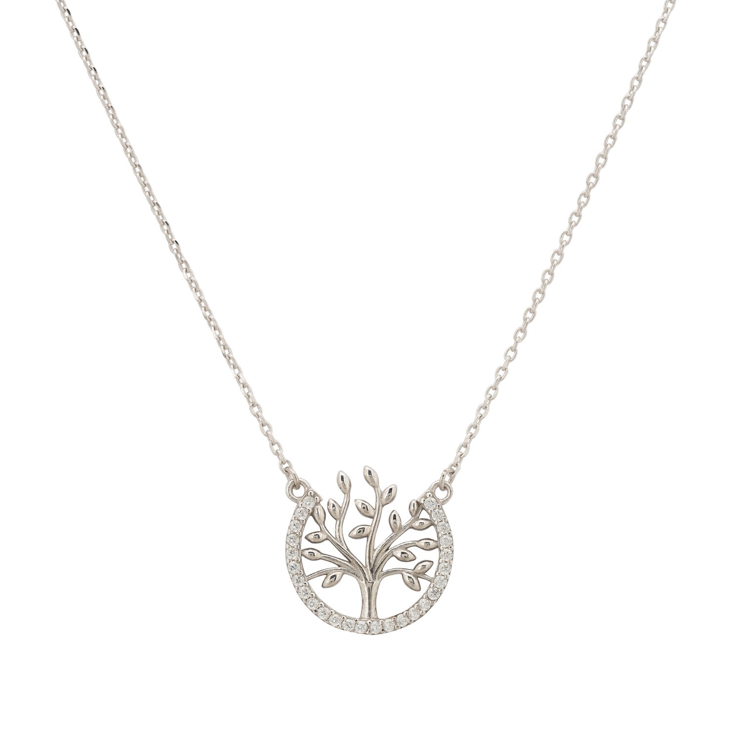 Women's White / Silver Tree Of Life Open Circle Necklace Silver LATELITA