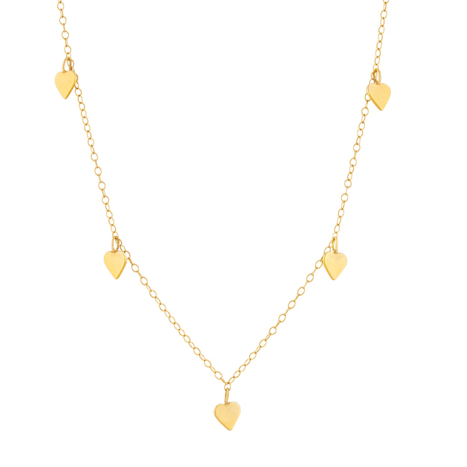 Women's Yellow Gold Plated Heart Station Necklace Posh Totty Designs