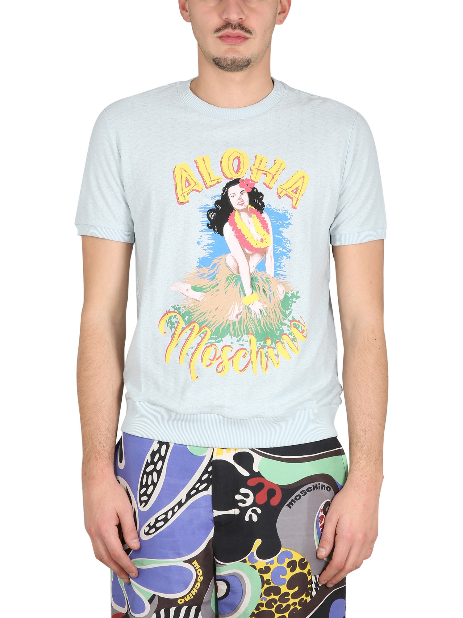 moschino hawaiian print t-shirt